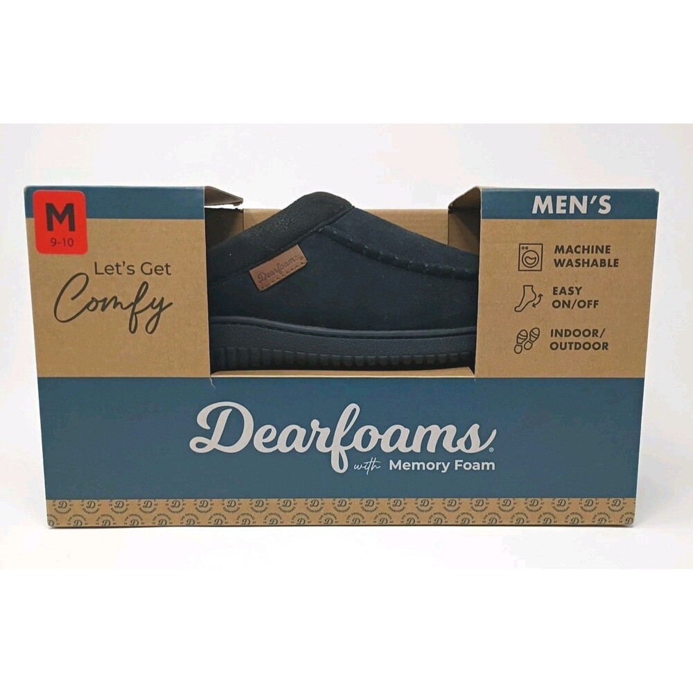 Dearfoams Mens' Size Medium (9-10) Indoor/Outdoor Slipper, Black New with Tags